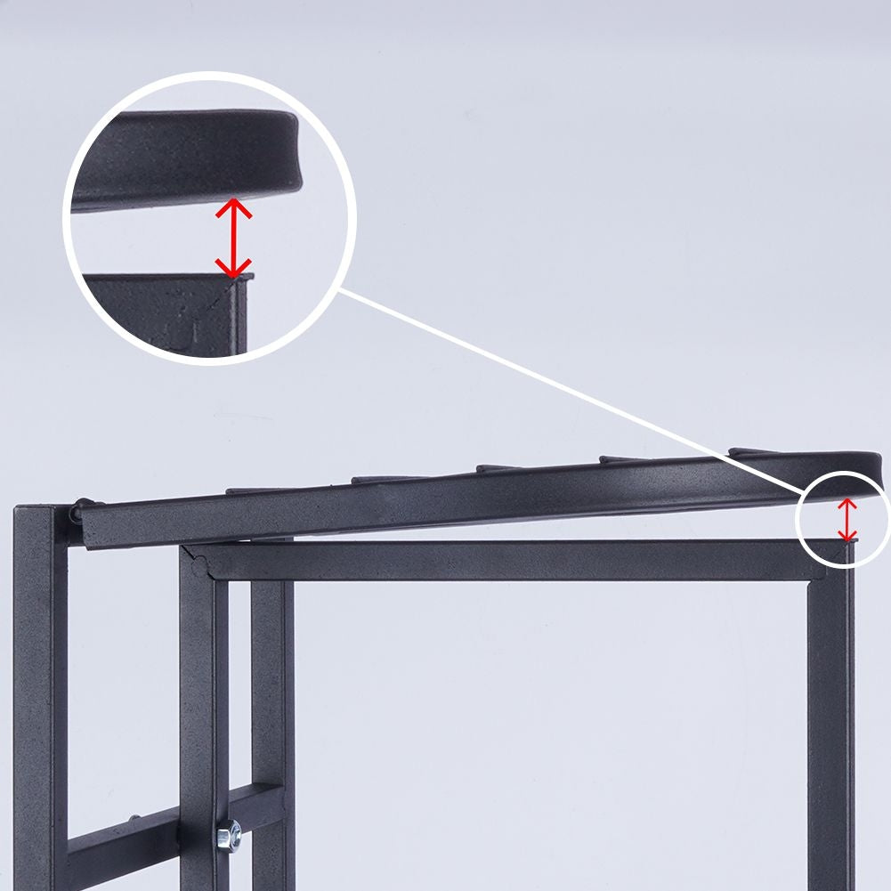 Black metal flower stand with five levels for potted plants