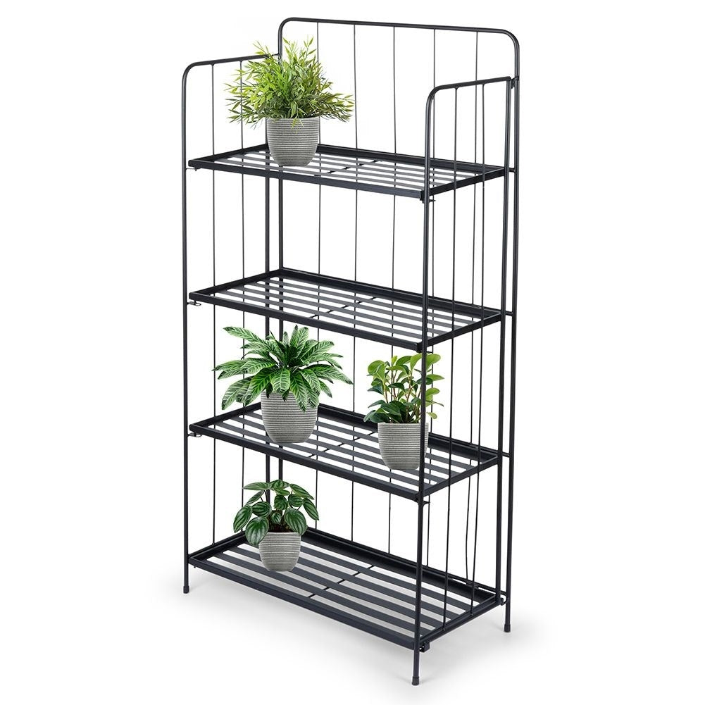 Black metal flower stand with four levels for decorations