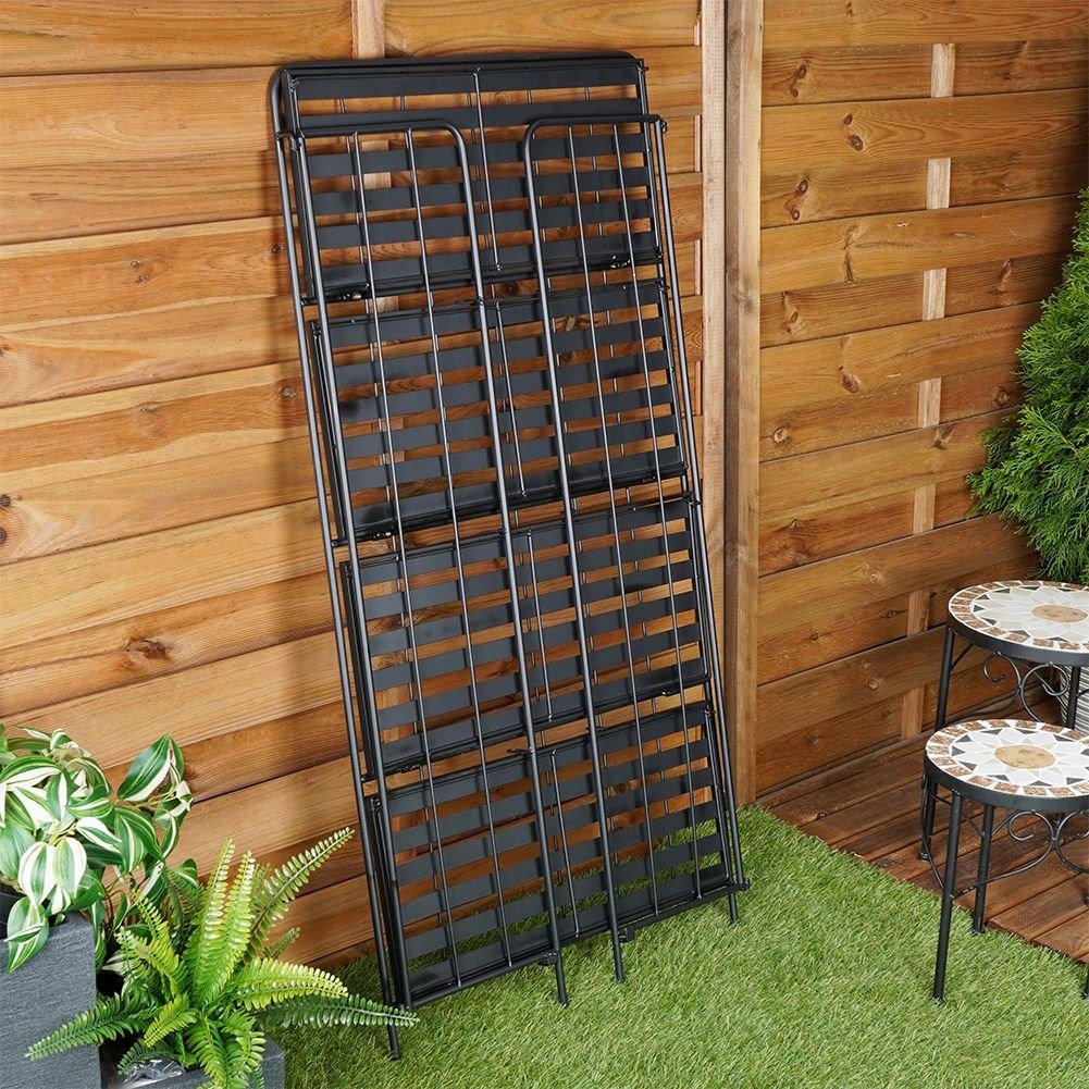 Black metal flower stand with four levels for decorations