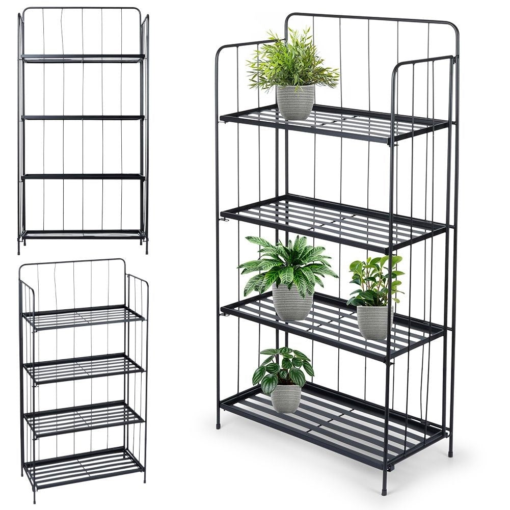 Black metal flower stand with four levels for decorations