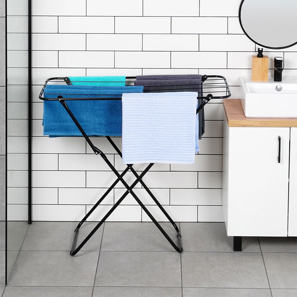 Black metal foldable laundry rack 93x43x88 cm