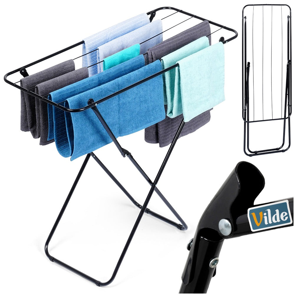 Black metal foldable laundry rack 93x43x88 cm