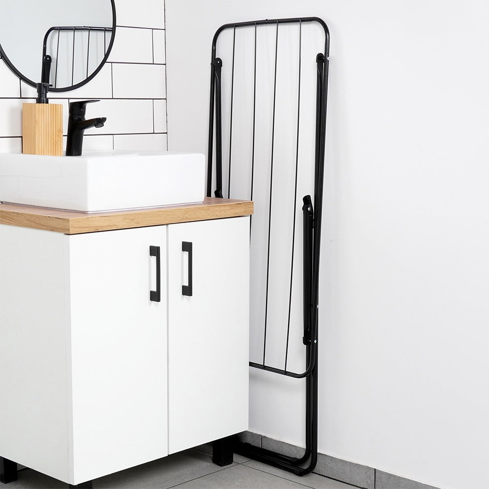 Black metal foldable laundry rack 93x43x88 cm