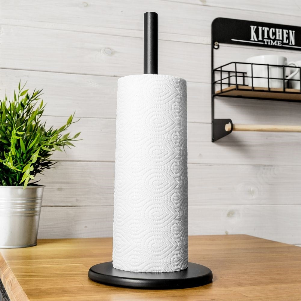 Black metal kitchen rack for paper towels