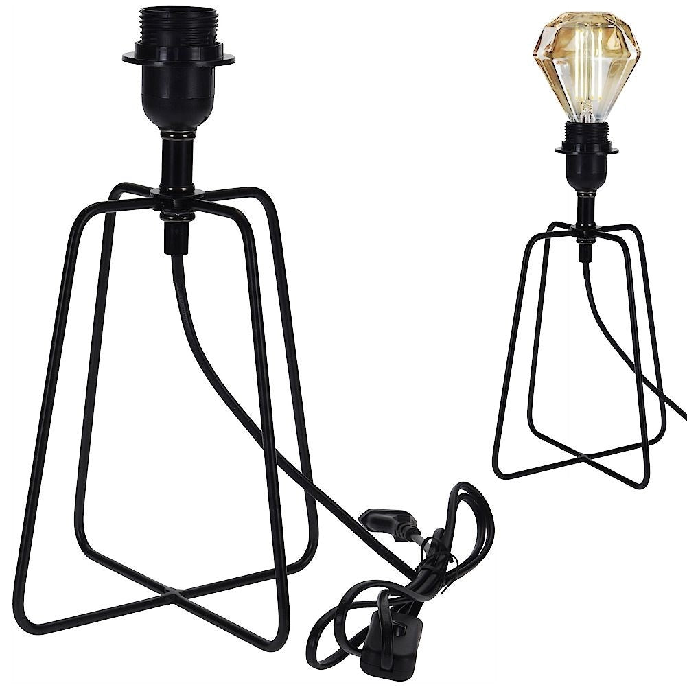 Black metal lamp for bedside table, dresser, table, desk.