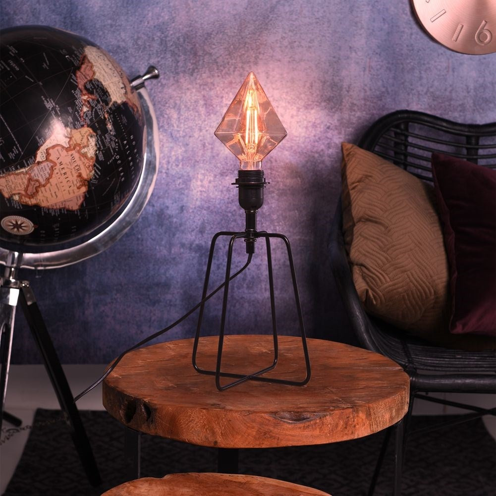 Black metal lamp for bedside table, dresser, table, desk.