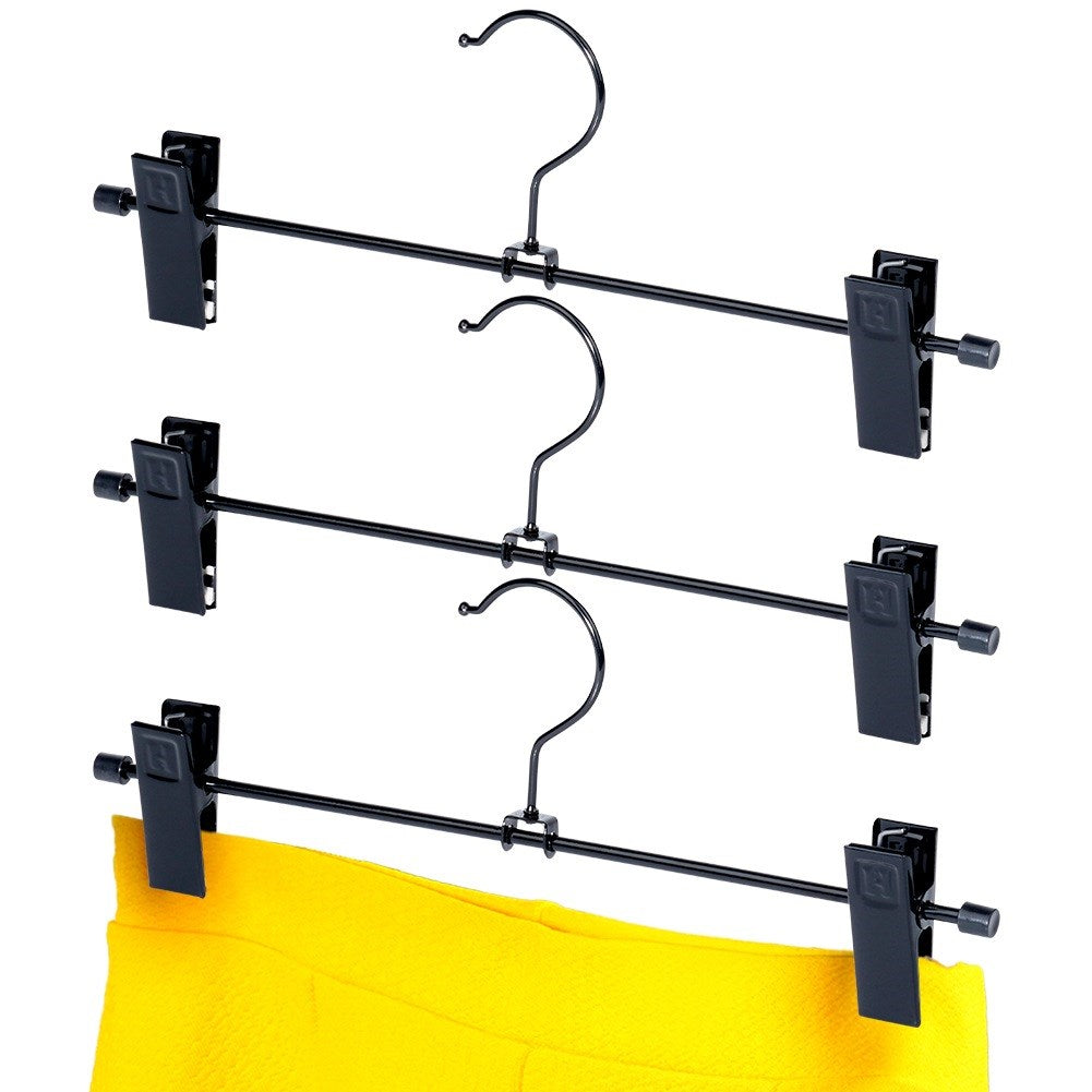 Black metal pants hanger with clips, 3 pcs.