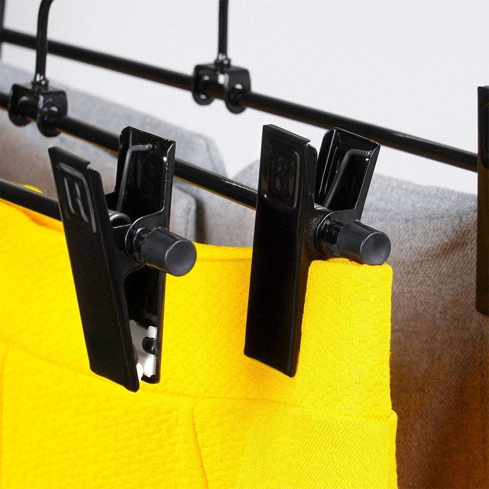 Black metal pants hanger with clips, 3 pcs.