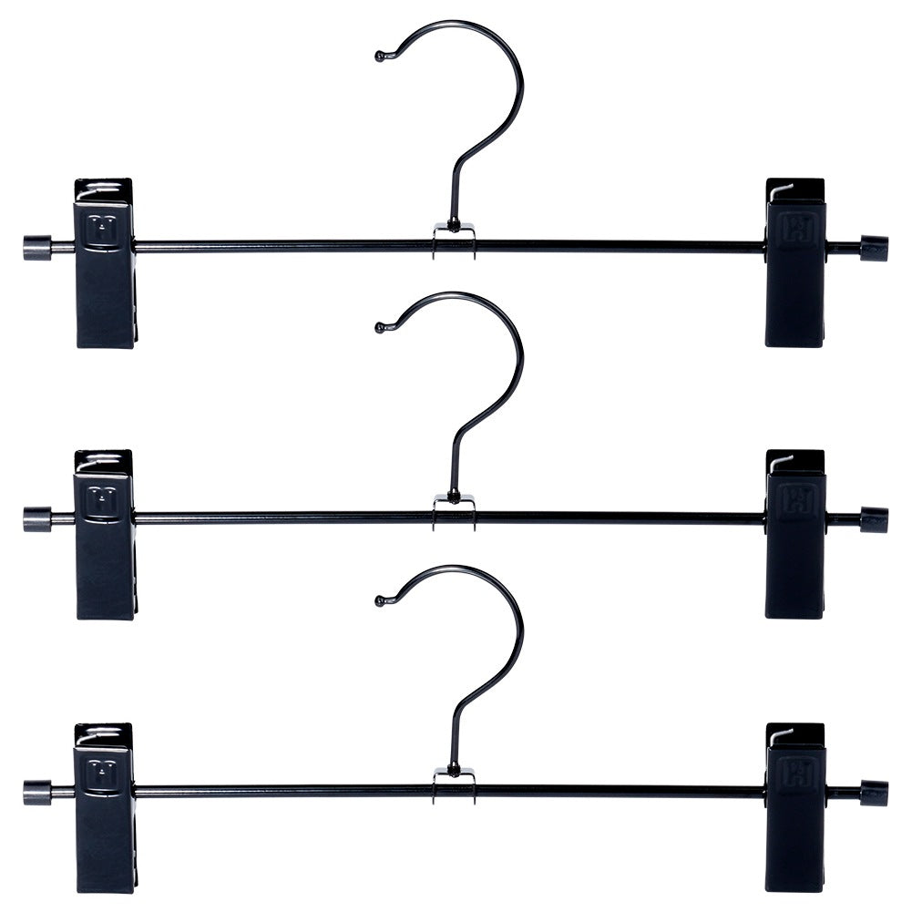 Black metal pants hanger with clips, 3 pcs.