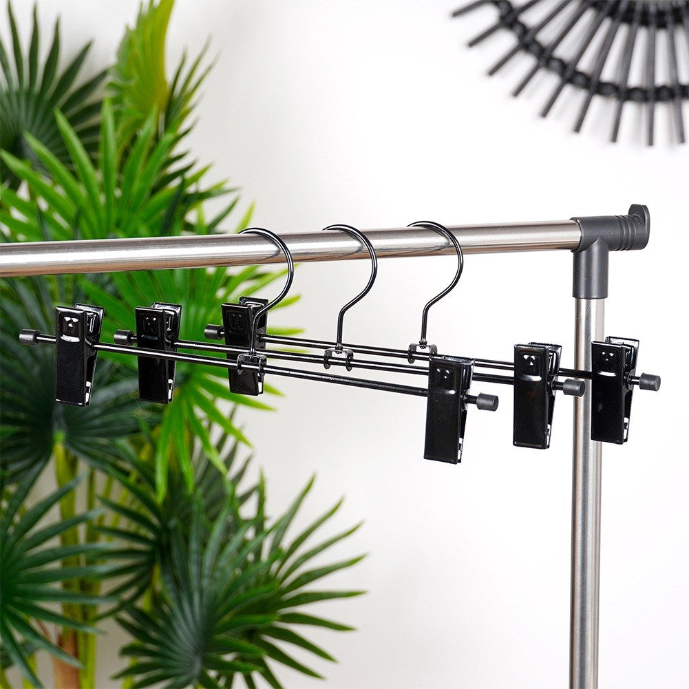 Black metal pants hanger with clips, 3 pcs.