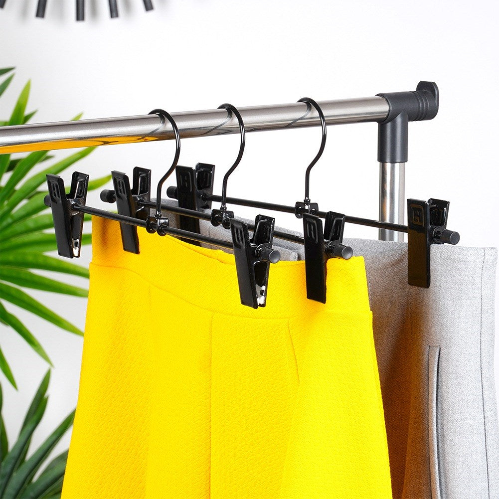 Black metal pants hanger with clips, 3 pcs.