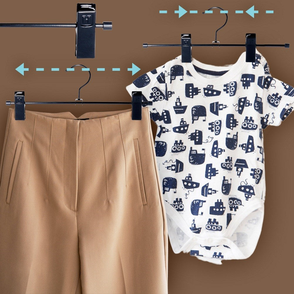 Black metal pants hanger with clips, 3 pcs.