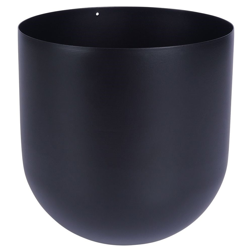 Black metal pot on stand for modern decor