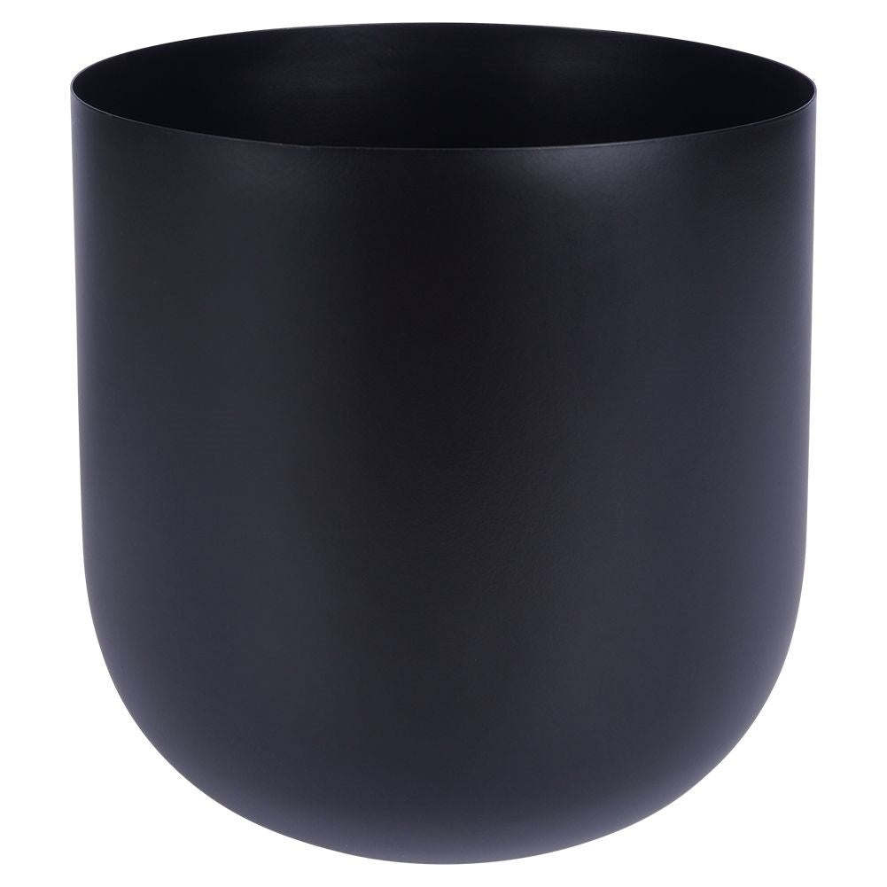 Black metal pot on stand for modern interiors