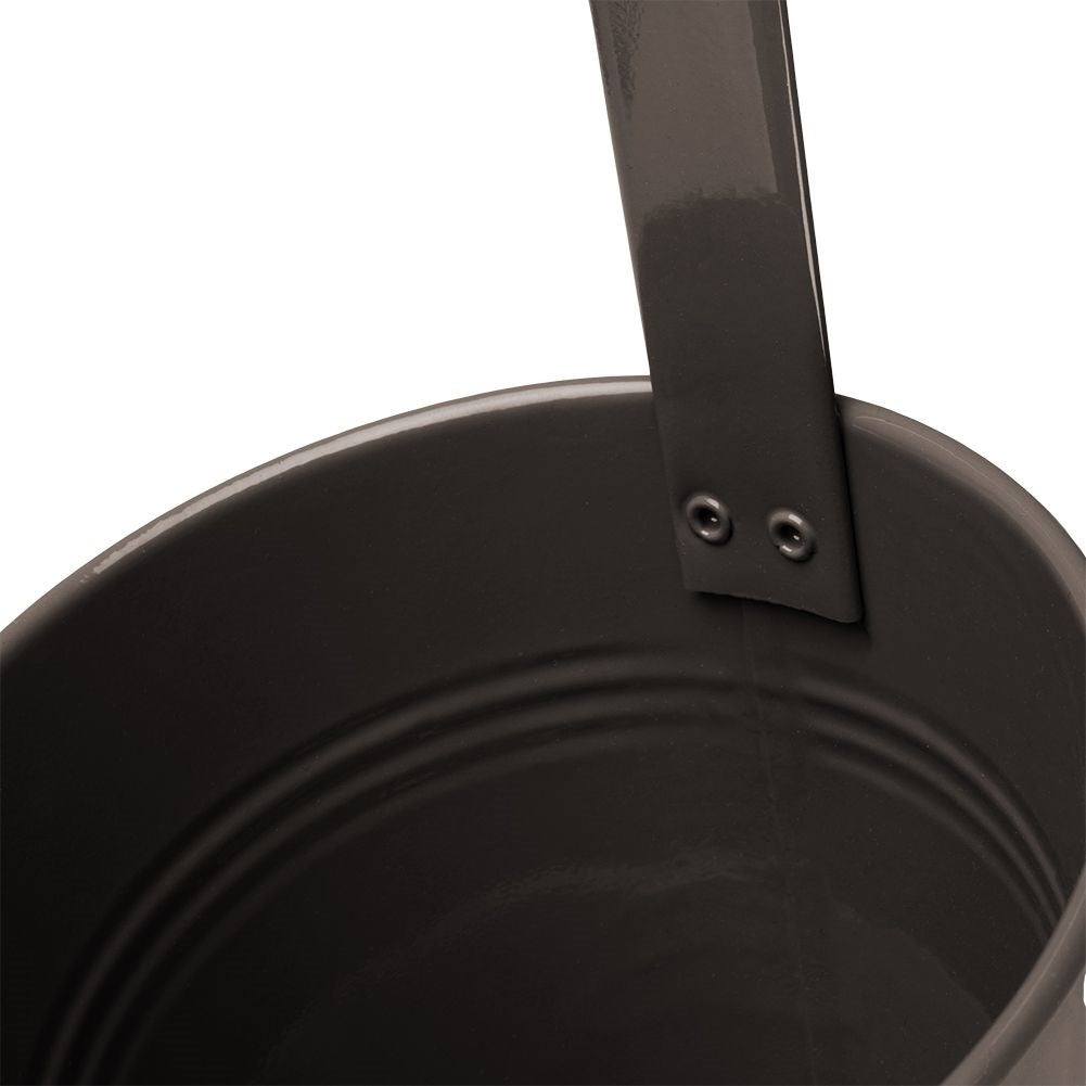 Black metal pot with hanging handle for balcony