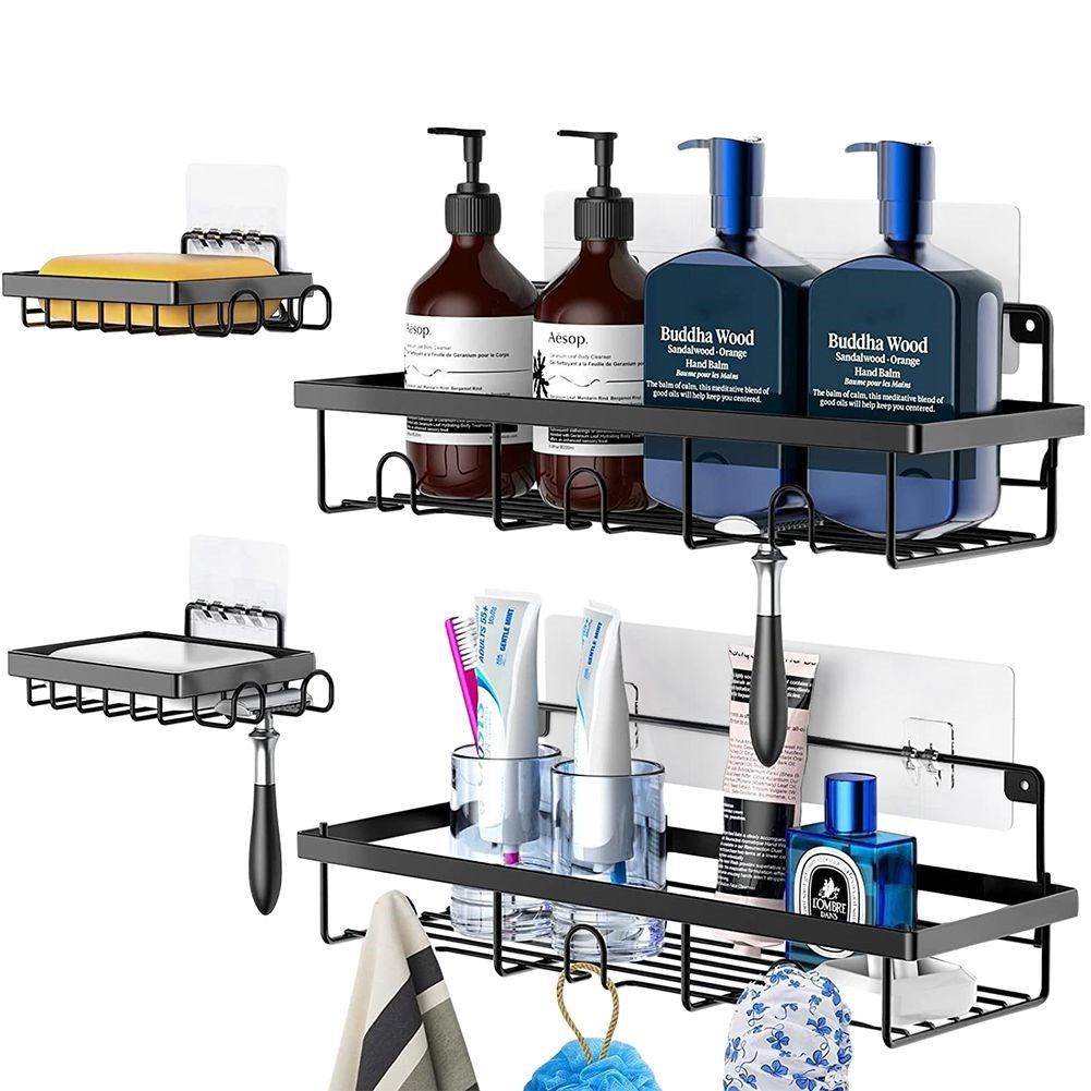 Black metal shower shelf 4 pcs.
