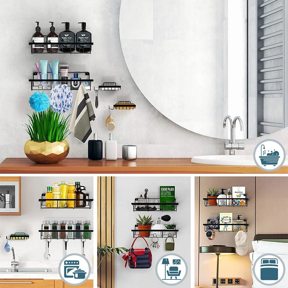 Black metal shower shelf 4 pcs.