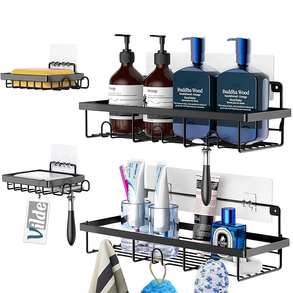 Black metal shower shelf 4 pcs.