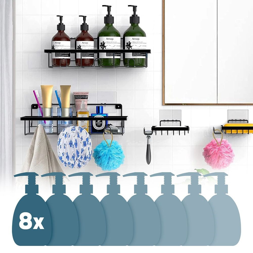 Black metal shower shelf 4 pcs.