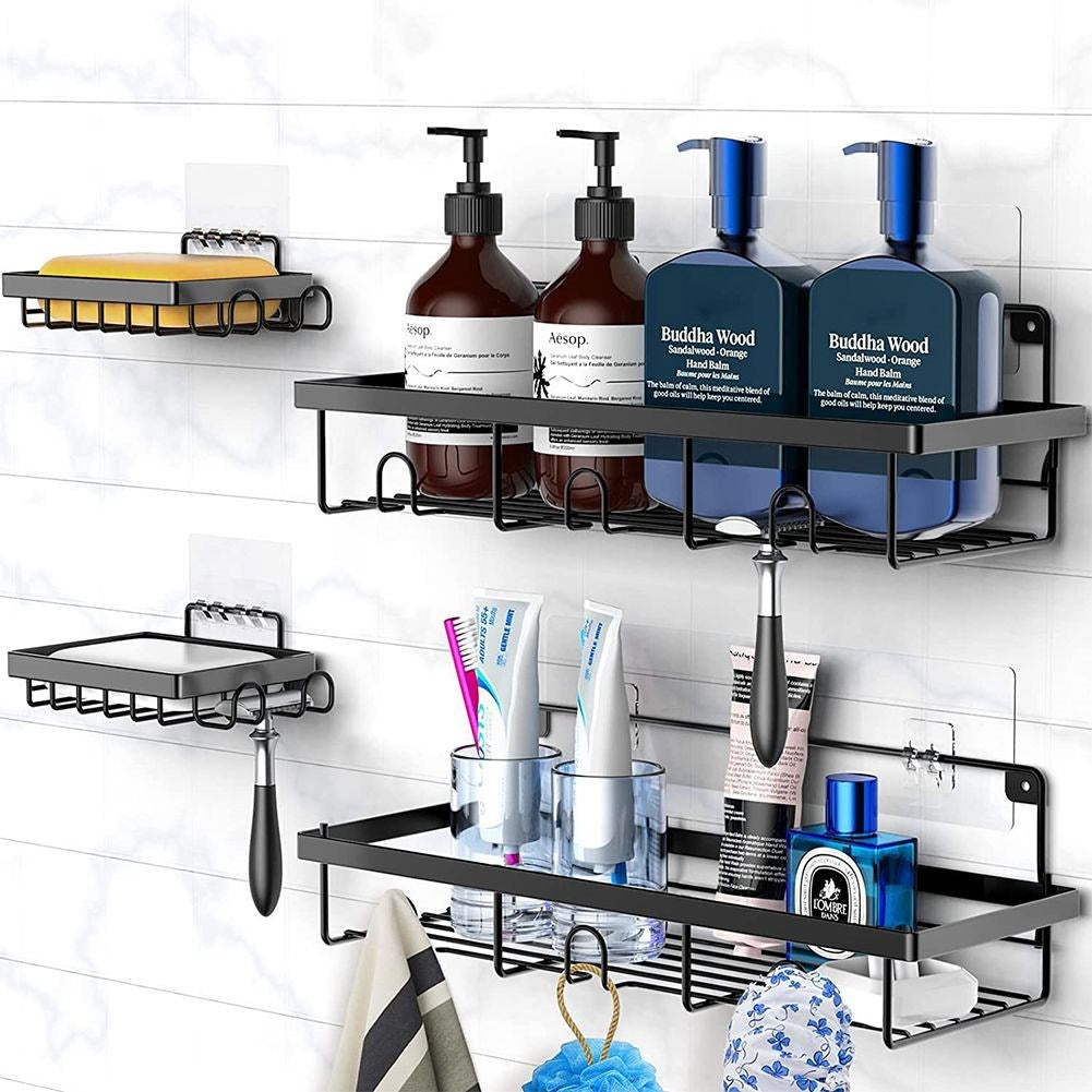 Black metal shower shelf 4 pcs.