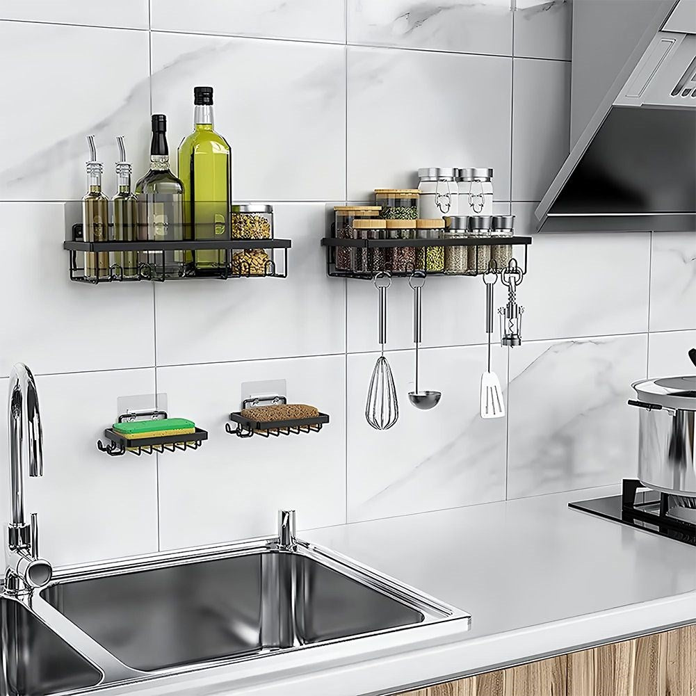 Black metal shower shelf 4 pcs.