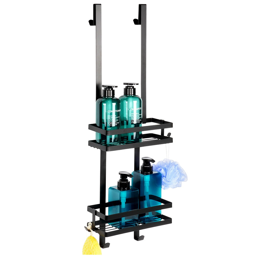 Black metal shower shelf, hanging, 23x10.5x75 cm
