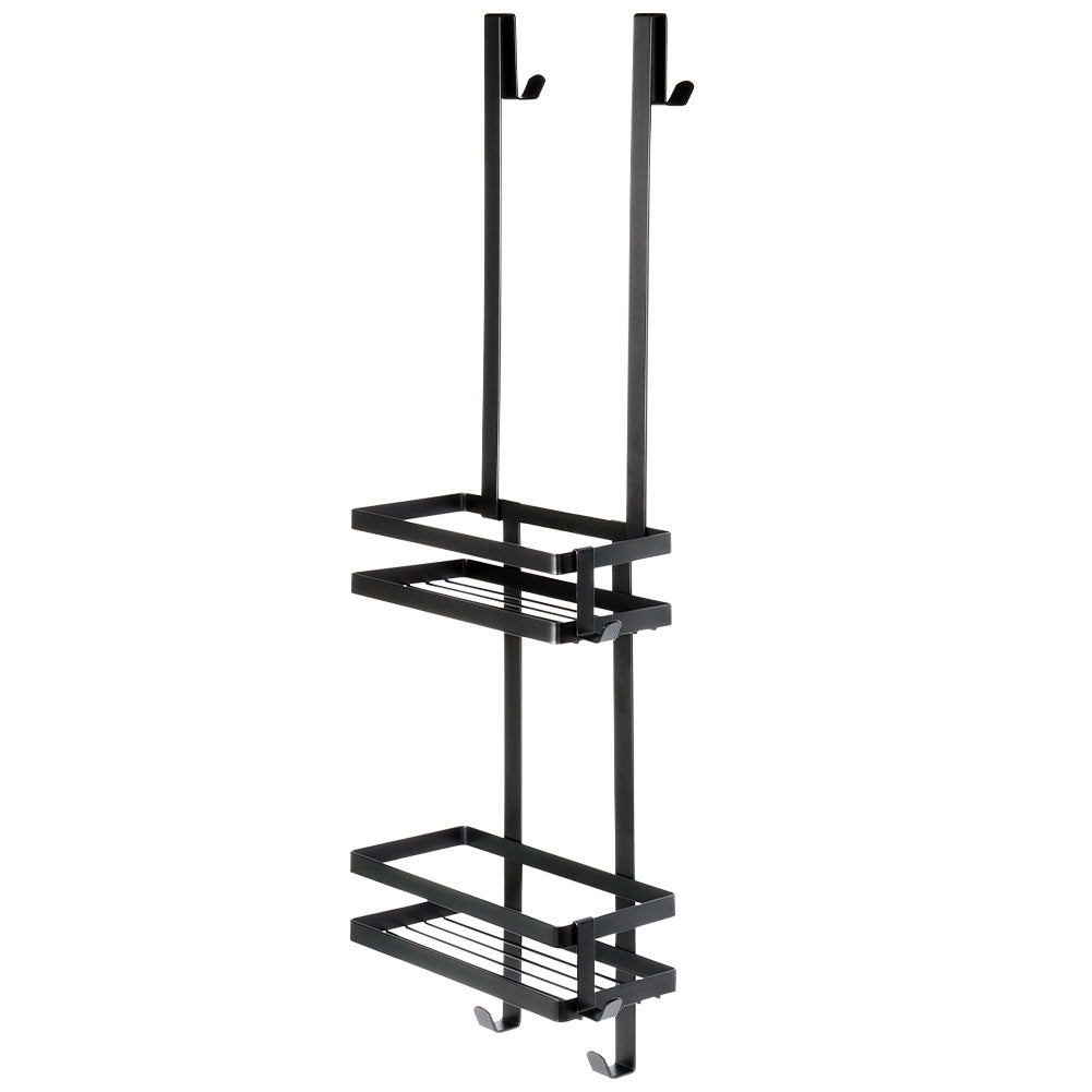 Black metal shower shelf, hanging, 23x10.5x75 cm