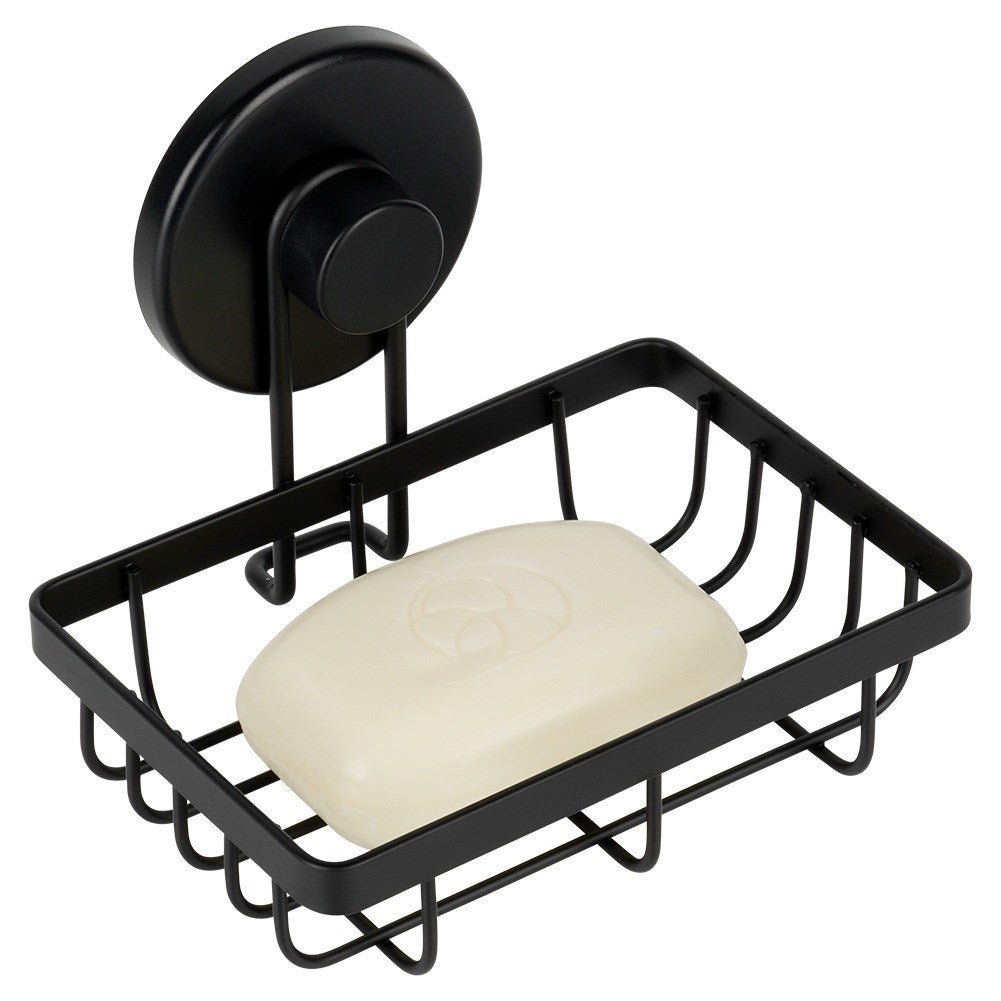 Black metal shower shelf with suction cup 13.5x10.5x11.5 cm