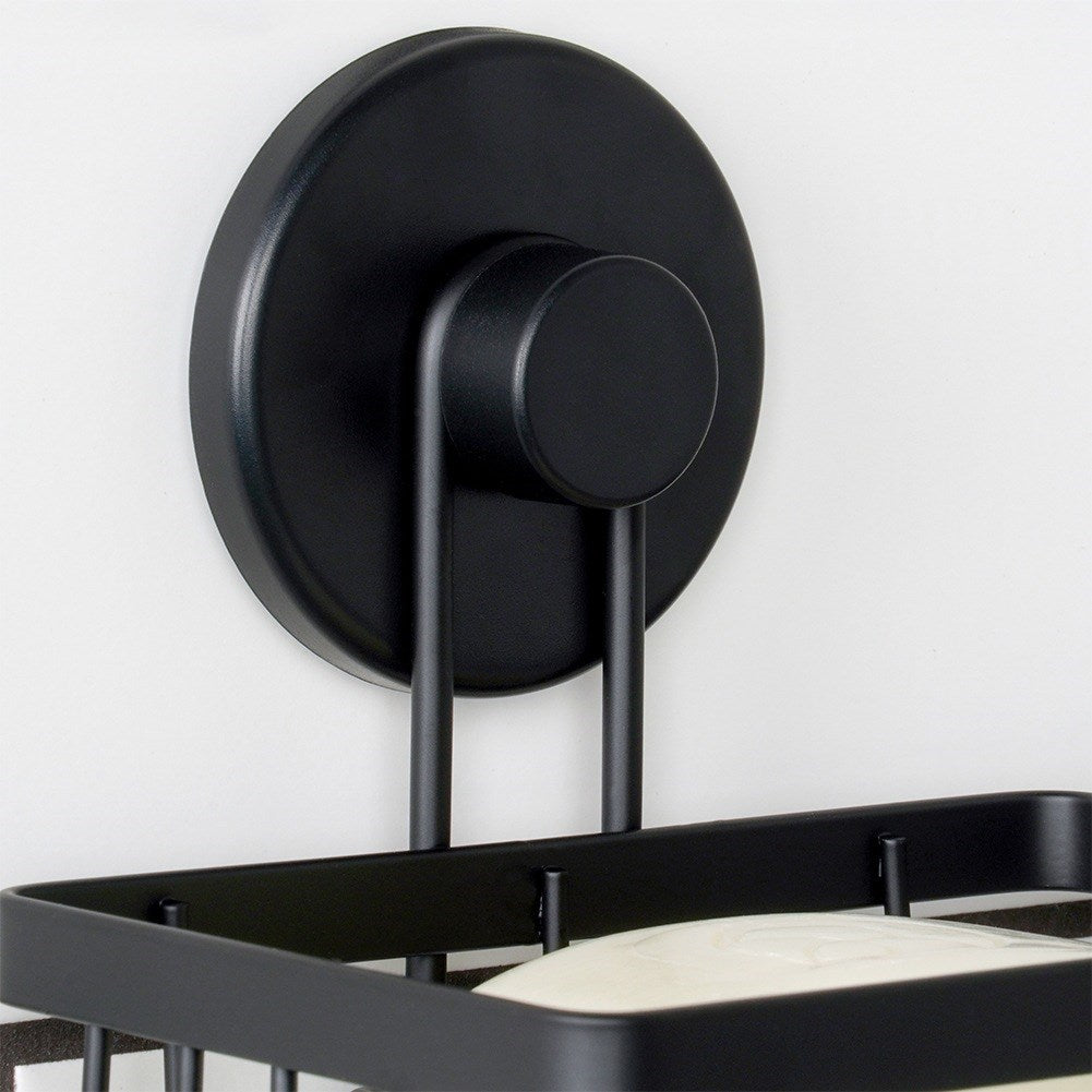 Black metal shower shelf with suction cup 13.5x10.5x11.5 cm