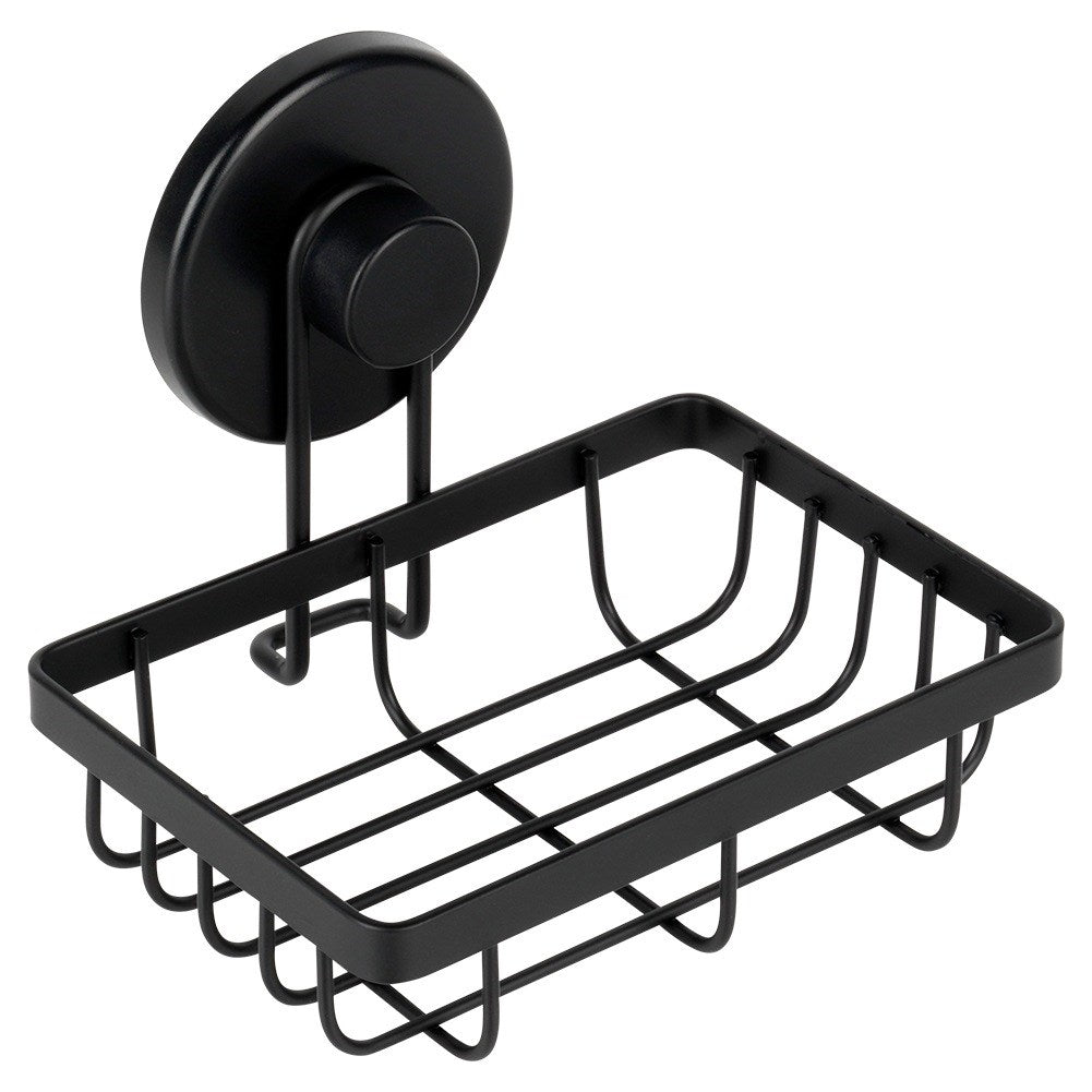 Black metal shower shelf with suction cup 13.5x10.5x11.5 cm