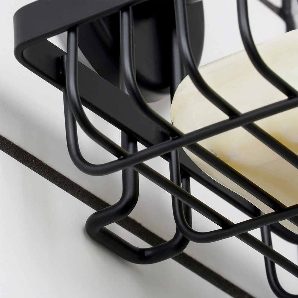 Black metal shower shelf with suction cup 13.5x10.5x11.5 cm