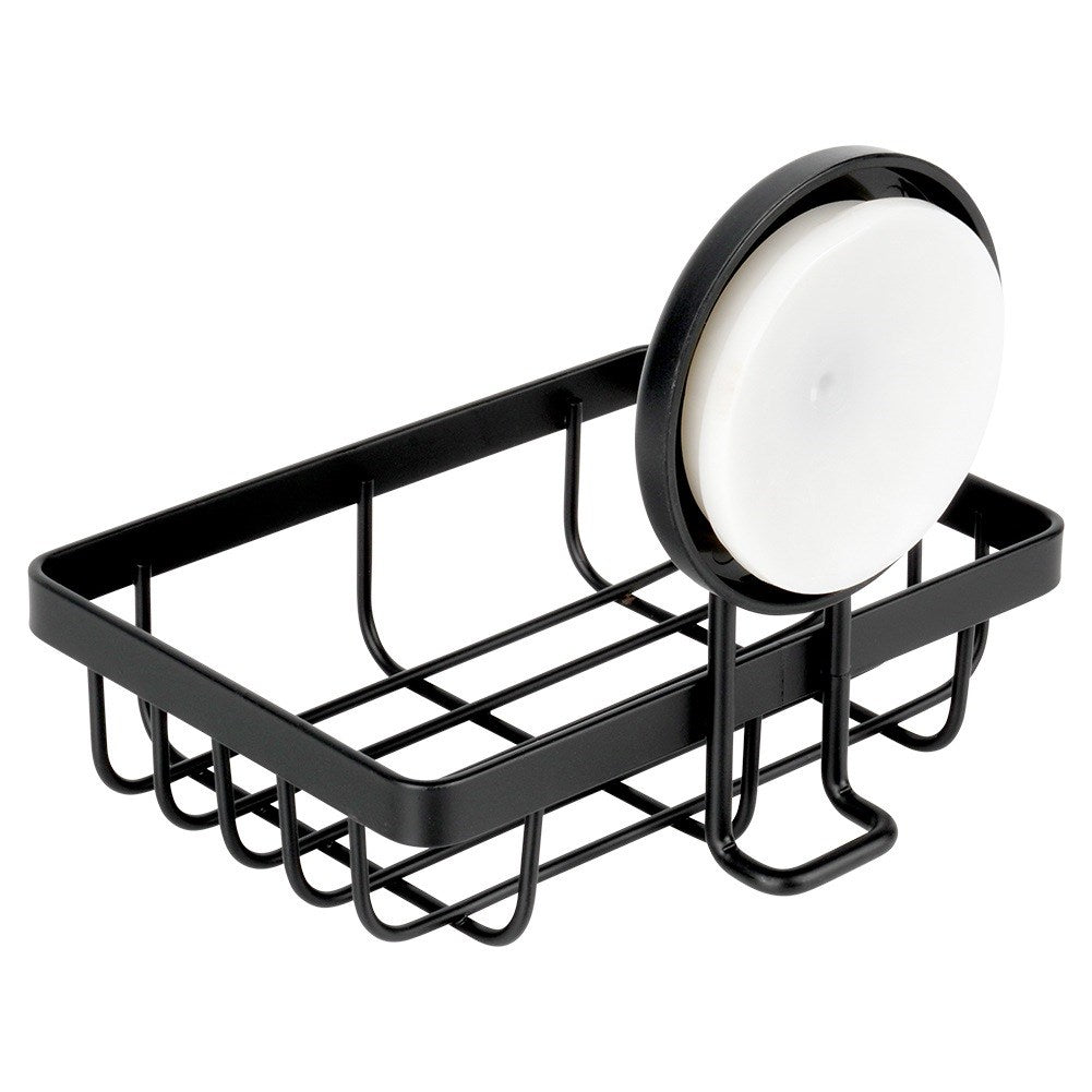 Black metal shower shelf with suction cup 13.5x10.5x11.5 cm
