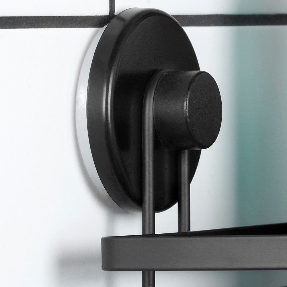 Black metal shower shelf with suction cups, corner 24x18x12.5 cm