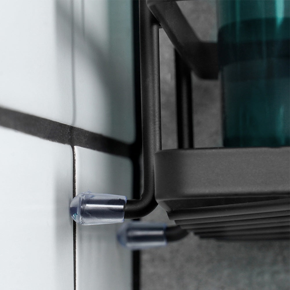 Black metal shower shelf with suction cups, corner 24x18x12.5 cm