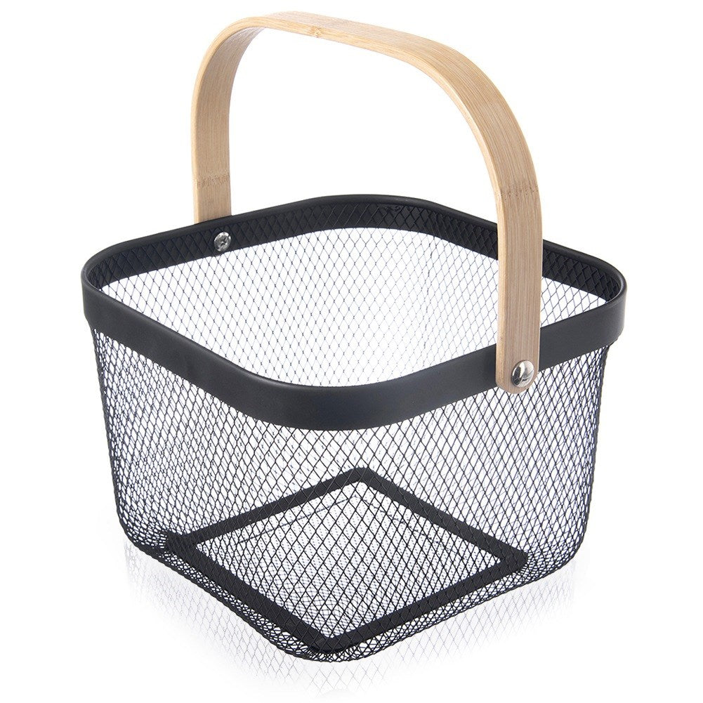 Black metal storage basket RADKA 27x24.5x17.5 cm