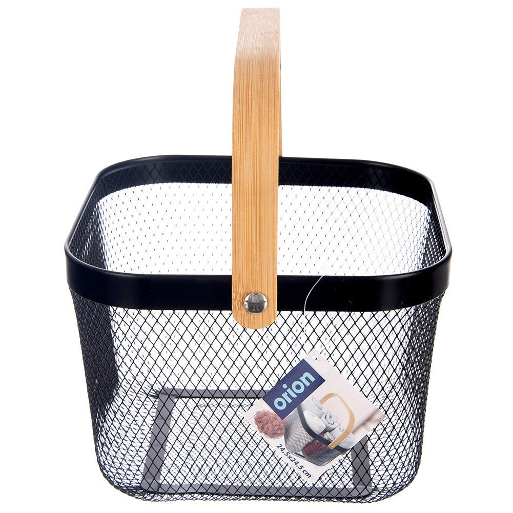 Black metal storage basket RADKA 27x24.5x17.5 cm