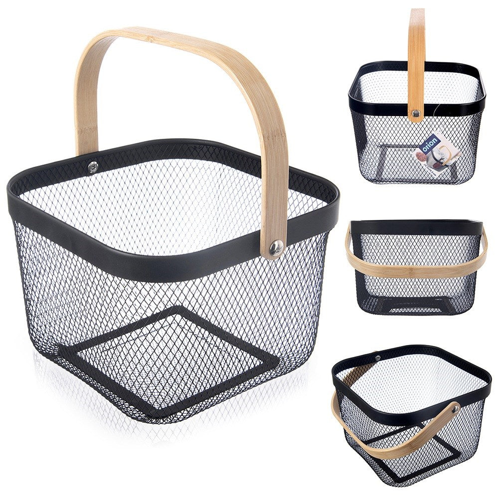 Black metal storage basket RADKA 27x24.5x17.5 cm