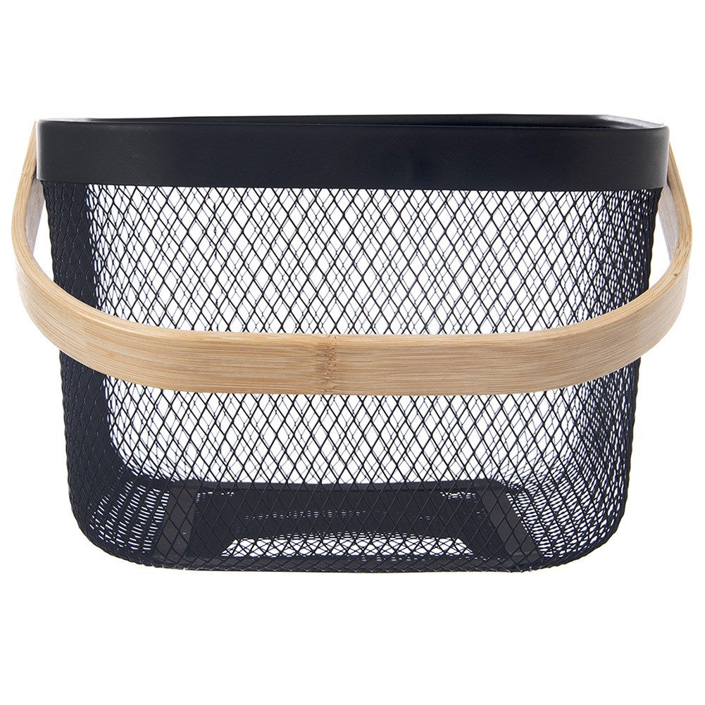 Black metal storage basket RADKA 27x24.5x17.5 cm