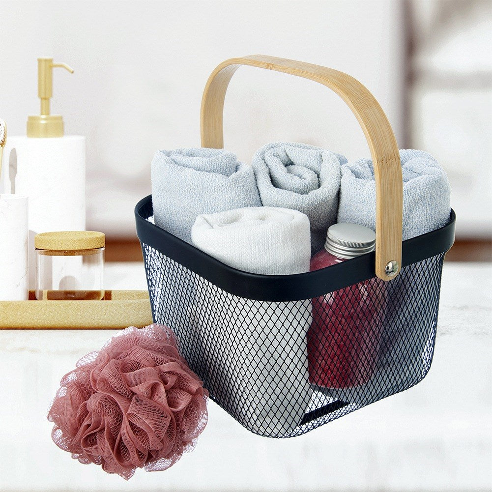 Black metal storage basket RADKA 27x24.5x17.5 cm