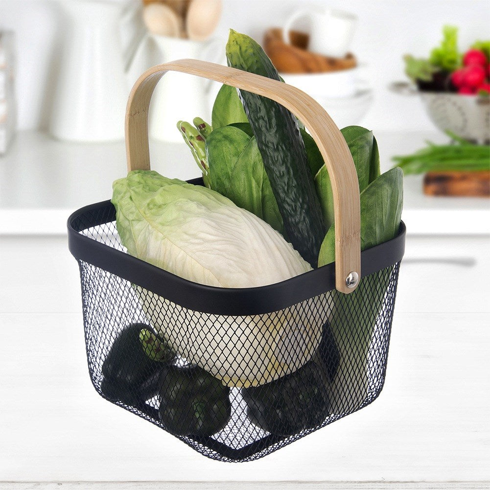 Black metal storage basket RADKA 27x24.5x17.5 cm