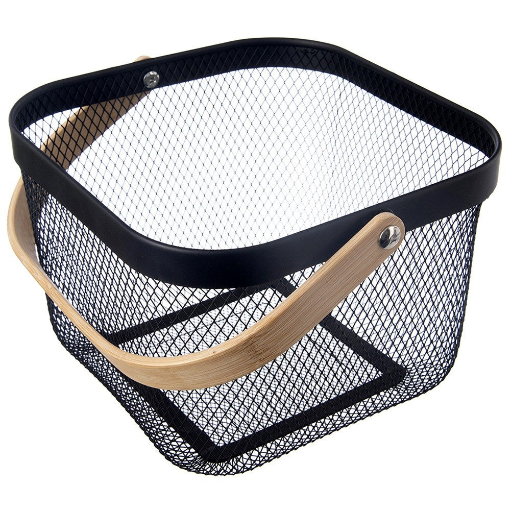 Black metal storage basket RADKA 27x24.5x17.5 cm