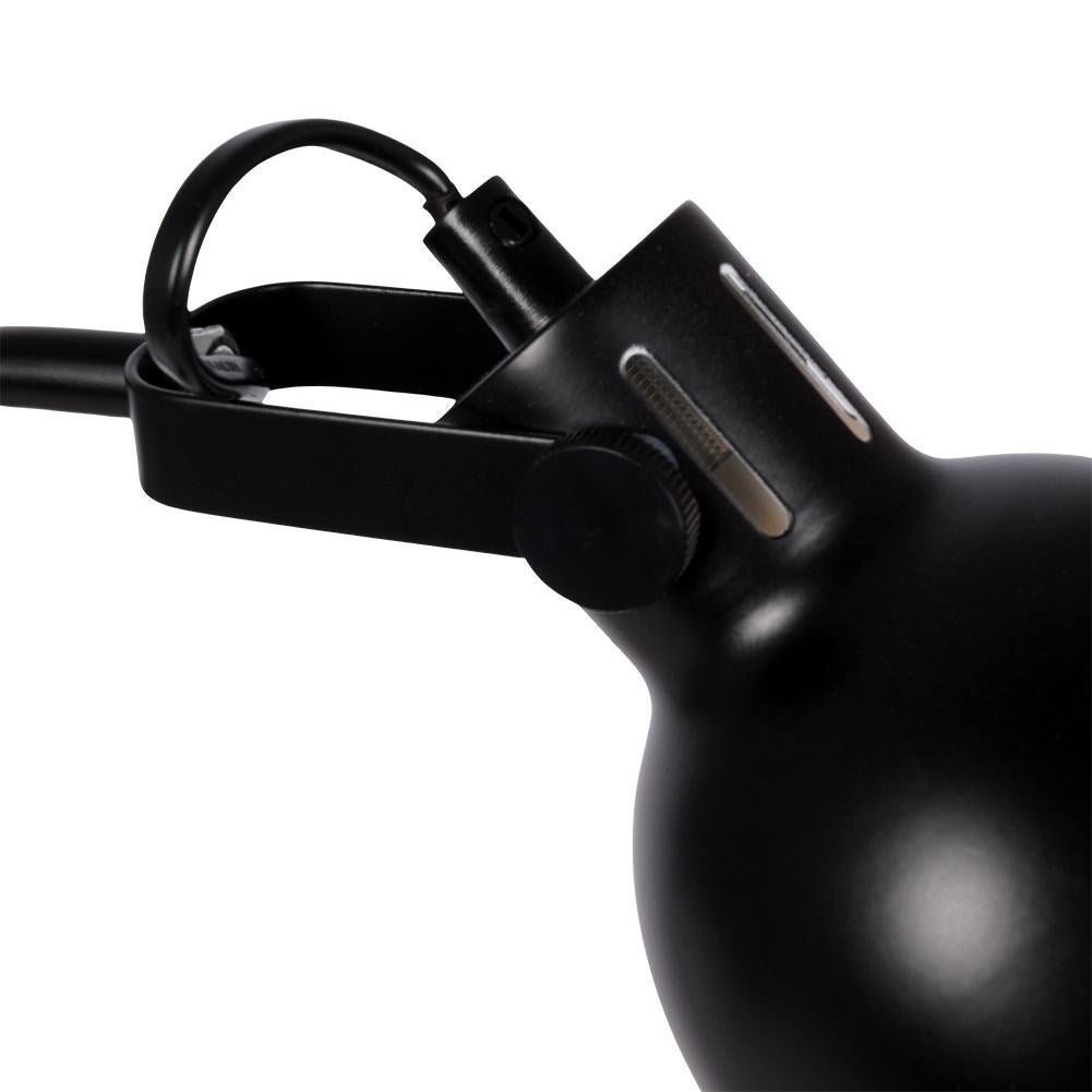 Black metal table lamp with adjustable white lampshade