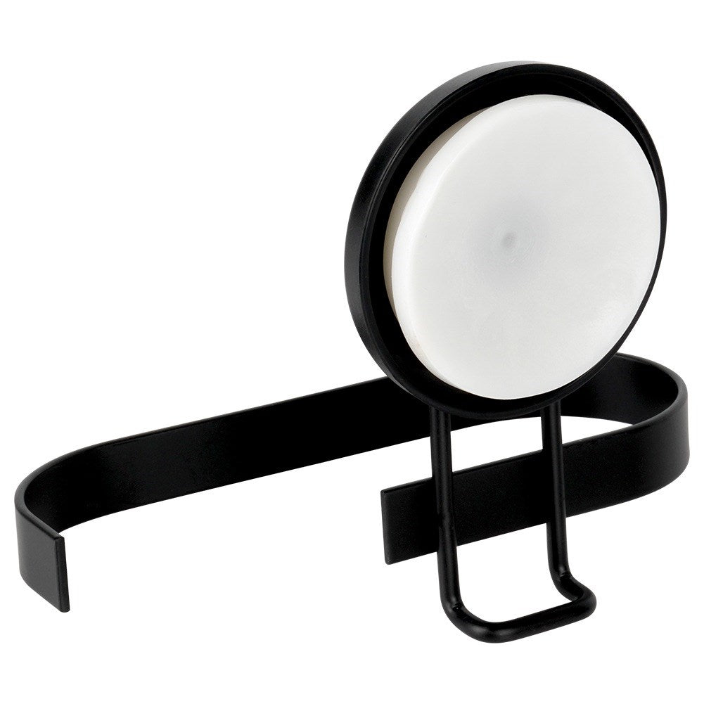 Black metal toilet paper holder with suction cup