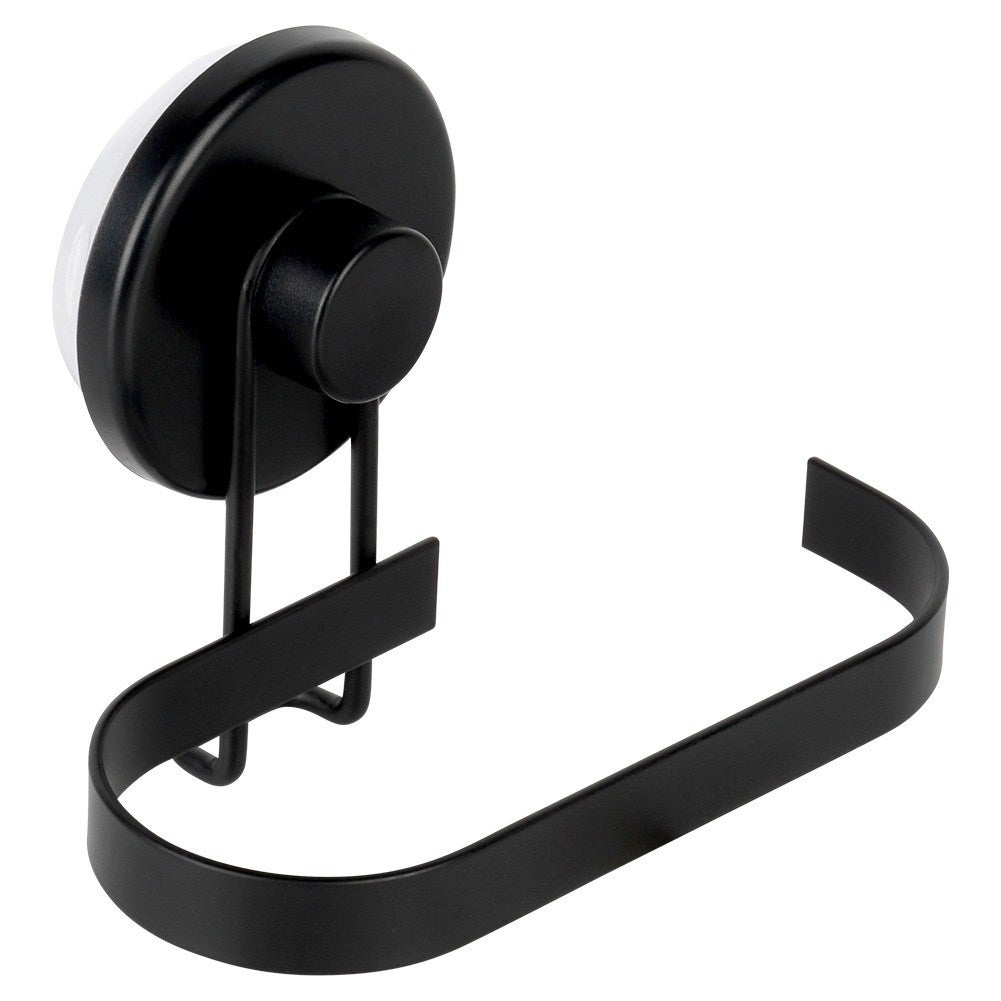 Black metal toilet paper holder with suction cup
