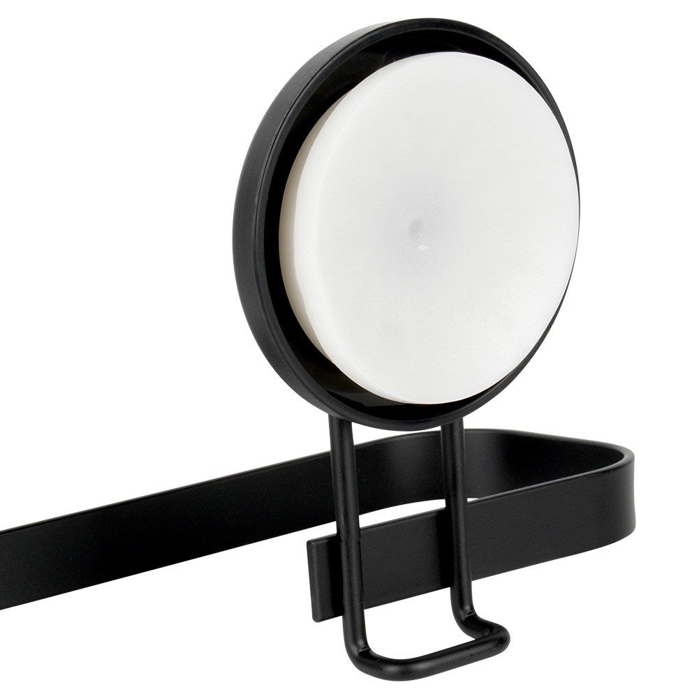 Black metal towel rack with suction cups 60x8.5x11 cm