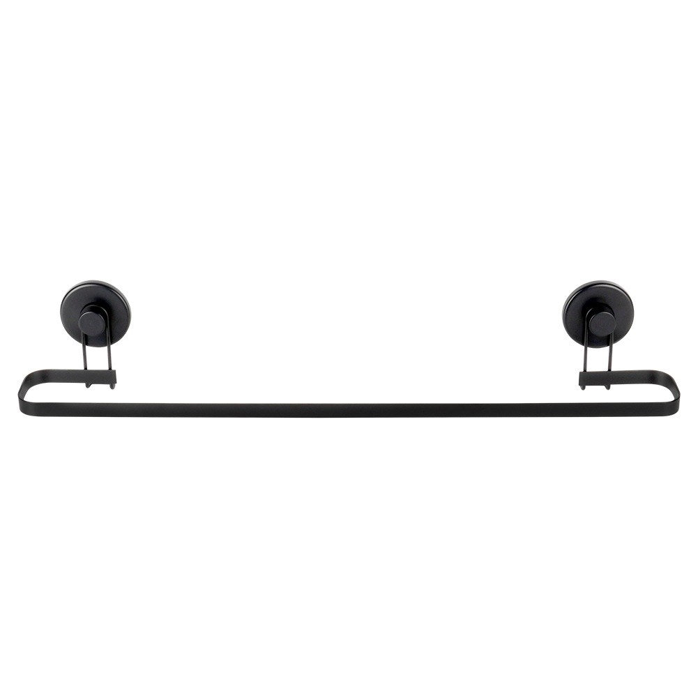 Black metal towel rack with suction cups 60x8.5x11 cm