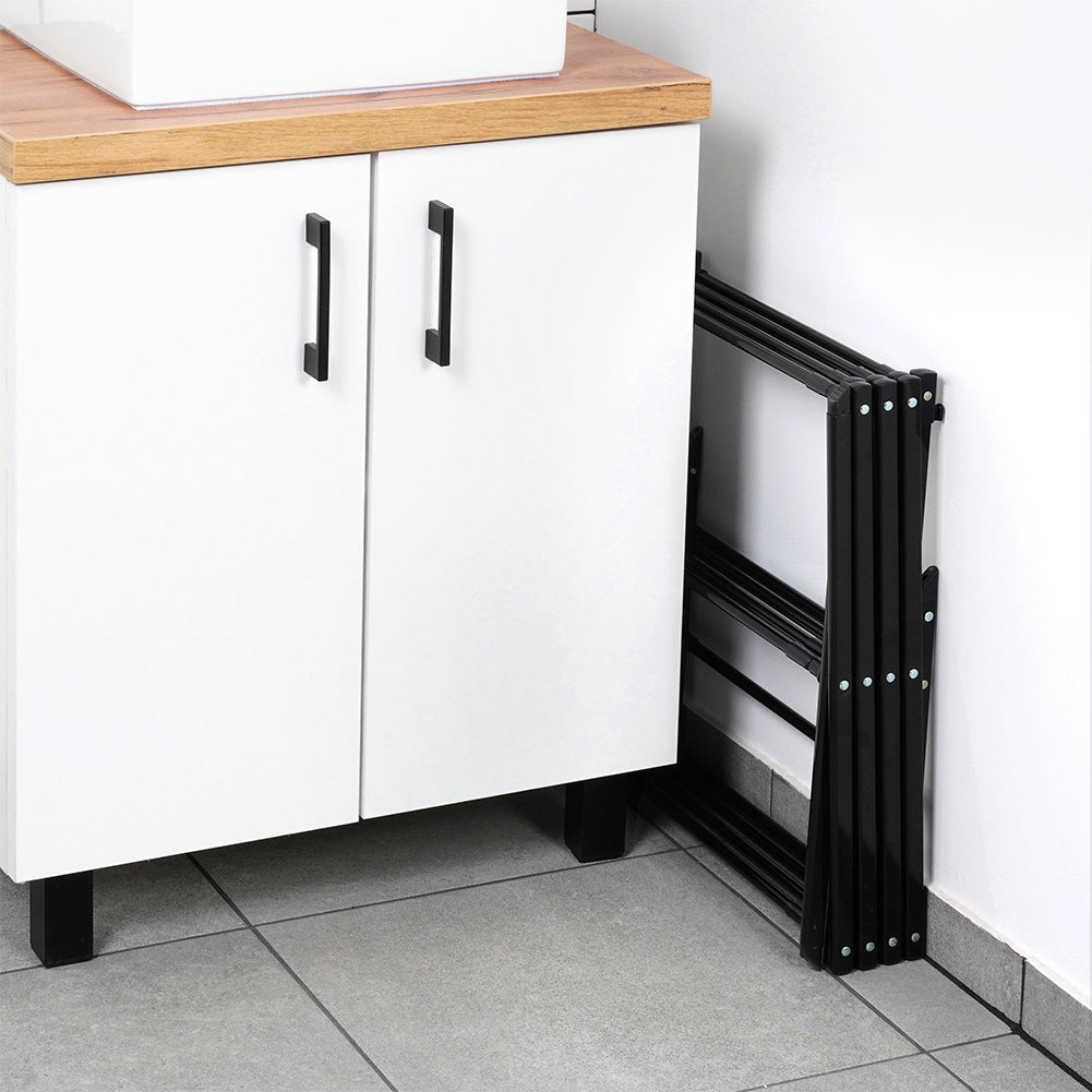 Black metal vertical extendable laundry rack 43-75x37.5x139 cm