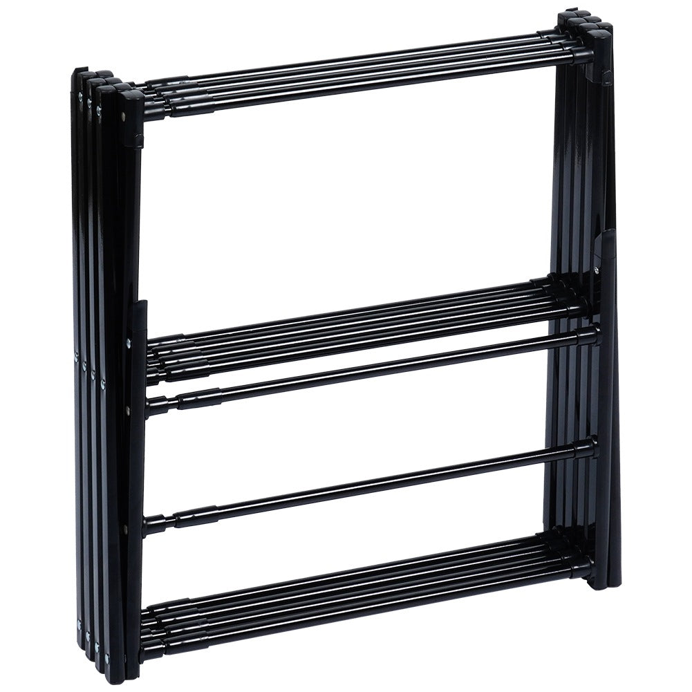 Black metal vertical extendable laundry rack 43-75x37.5x139 cm