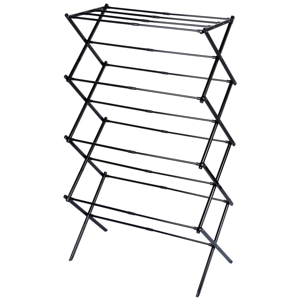 Black metal vertical extendable laundry rack 43-75x37.5x139 cm