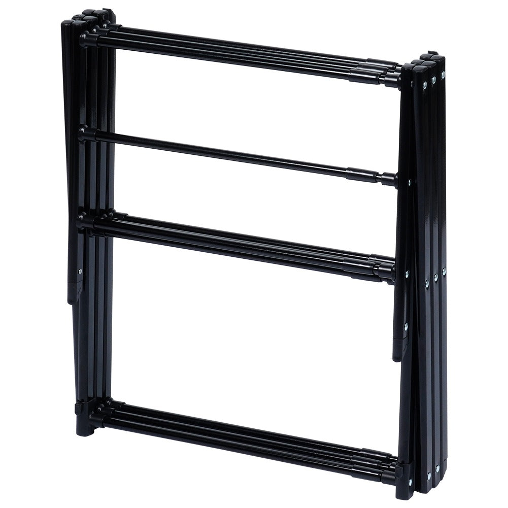 Black metal vertical extendable laundry rack 44.5-75x37.5x105 cm